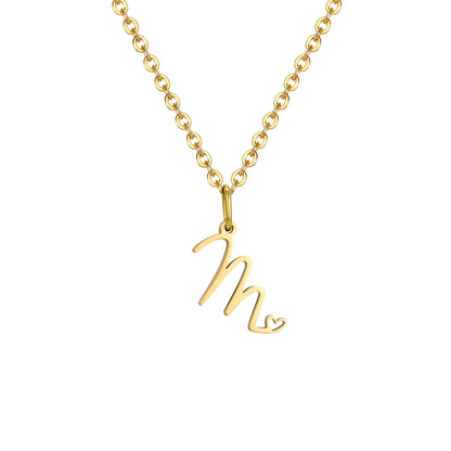 Dainty Heart Initial Necklace for Women, Gold Plated A-Z Letter Pendant, Waterproof Stainless Steel Monogram Jewelry, Personaliz
