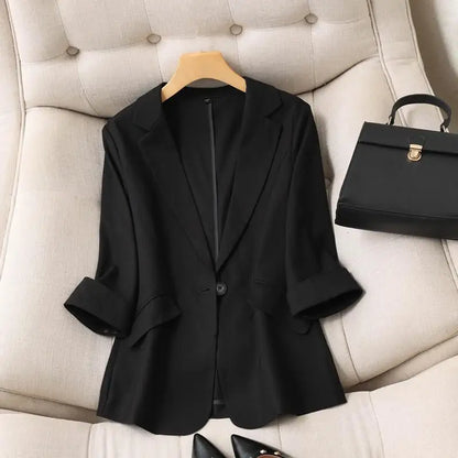 Veste blanche coréenne pour femmes, coupe ample, amincissante, élégante, décontractée, confortable, nouvelle collection d'été