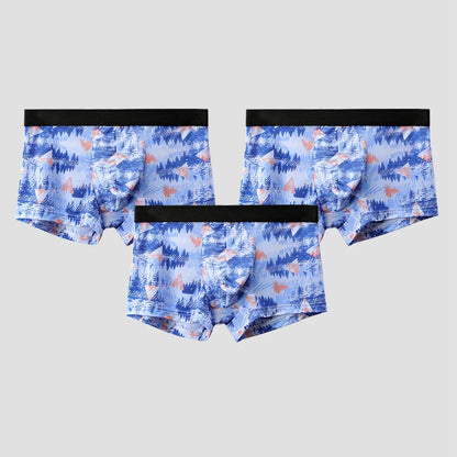 3pc   Men's underwear flat briefs ice silk ultra thin summer breathable personality trend summer boxer pants