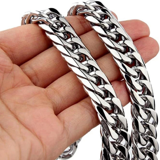 HNSP Collier chaîne à maillons cubains étanche en acier inoxydable pour hommes Bijoux Chaîne épaisse et lourde 8/10/12/14MM Accessoires Punk Rock