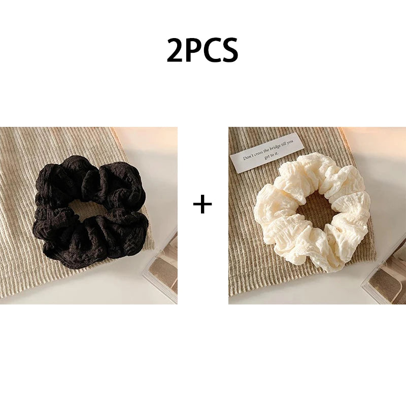 Simple Solid Color Large Intestine Hair Rope for Women Elegant High Ponytail Hair Rope Fashion Girl Meatball Head Scrunchie