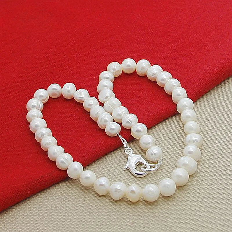 High Quality Fashion Long Pearl Necklace Natural Freshwater Pearl 925 Silver Jewelry For Women Statement Necklace N097