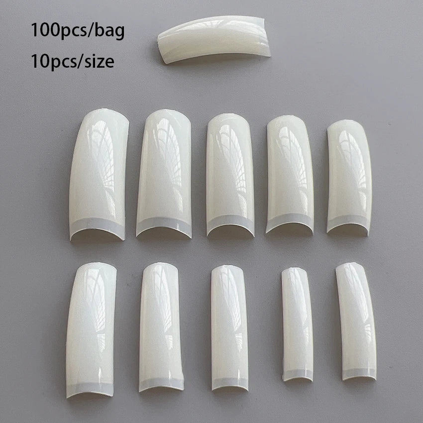 100pcs Long Nail French Tips Special Shape for Gel Nail /Acrylic Nails