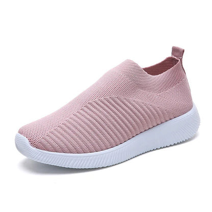 Women Sneaker Summer Elastic Force Mesh Breathable Flat Ladies Slip on Casual Sports Shoes Comfortable Vulcanize Shoes