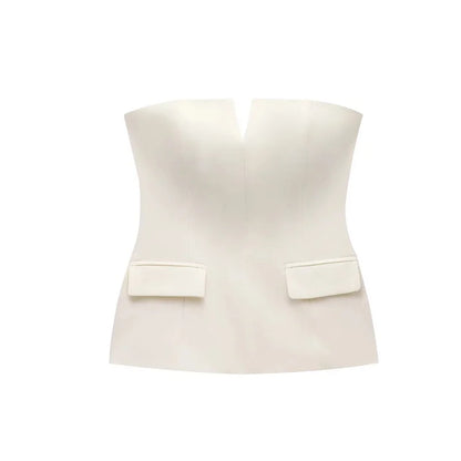MUJER off Shoulder Tube Top Women Sexy Strapless Crop Top Woman Fashion Backless Short Tops for Women Spring Bustier Vest Top