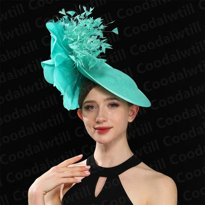 Big Flower Wedding Fascinator Hat Women Formal Party Tea Headpiece Ladies Cocktail Church Chapeau Cap Headband Woman Millinery