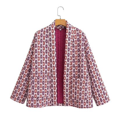 Veste en coton imprimé, style ethnique décontracté, ample, pour femme, collection automne-hiver, styles européen et américain