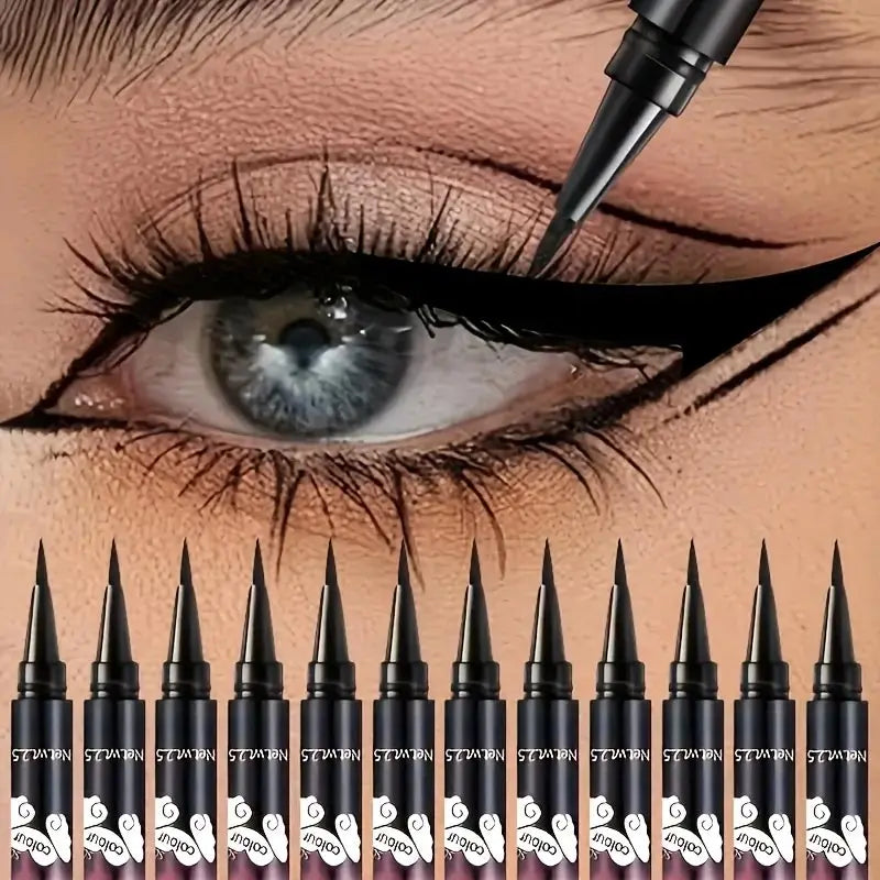 12 PCS Hot Make Up Ultimate Black Liquid Eyeliner Long-lasting Waterproof
