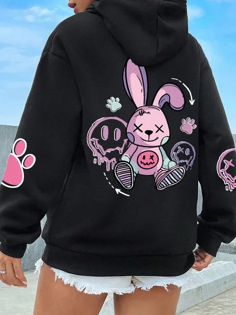 Sweats à capuche femme Hip Hop Street décontracté imprimé femme pulls Oversize mode ample 2025 Sweat-shirts automne chaud vêtements polaires