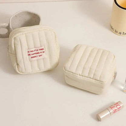 Mini trousse de maquillage carrée coréenne, petite trousse pour écouteurs, porte-monnaie, sac de rangement portable pour rouge à lèvres pour fille