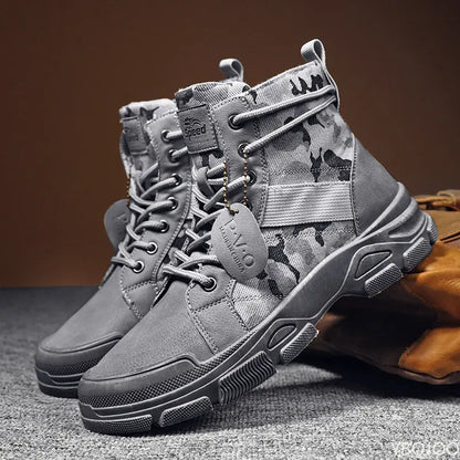 Men Boots Casual Outdoor Desert Boots Autumn Fashion Camouflage Lace-up Platform Shoes Man  Botas Masculina Zapatos Hombre