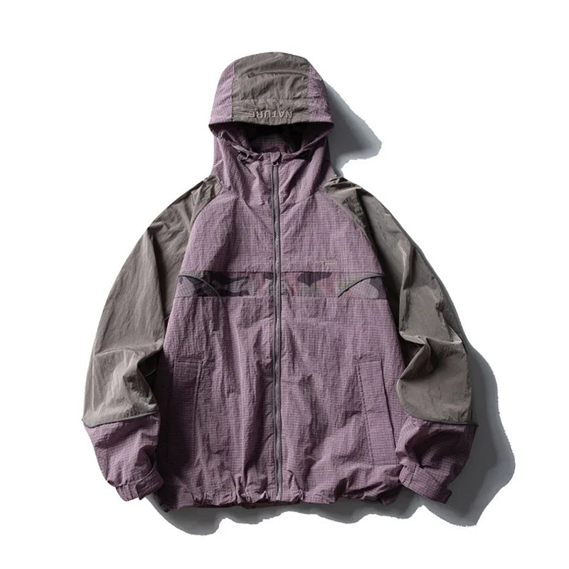 Mountain Outdoor Style Water - Resistant Hooded Jacket for Men, European & American Trendy Brand Trench - Coat Design With