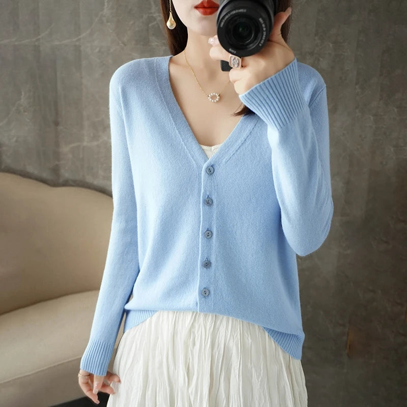 Pull ample pour femme à col en V, style vent frais et élégant