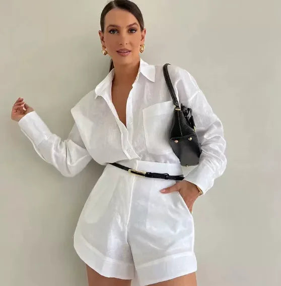 Women 2 Piece Set Outfit Women'S Vacation Fashion Casual Suit Solid Color Summer Conjuntos Para Mujeres 2 Piezas Elegantes 2025