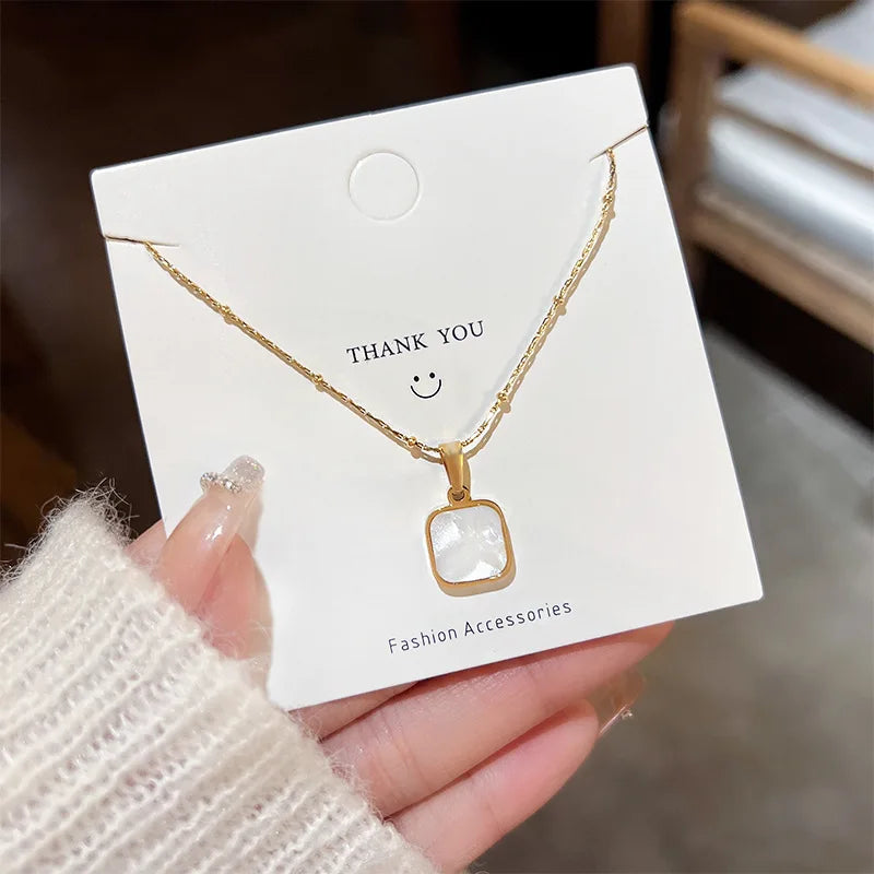Colliers pendentifs géométriques simples pour hommes femmes en acier inoxydable bijoux rectangles Cadenas Para Hombre Collares Para Mujer