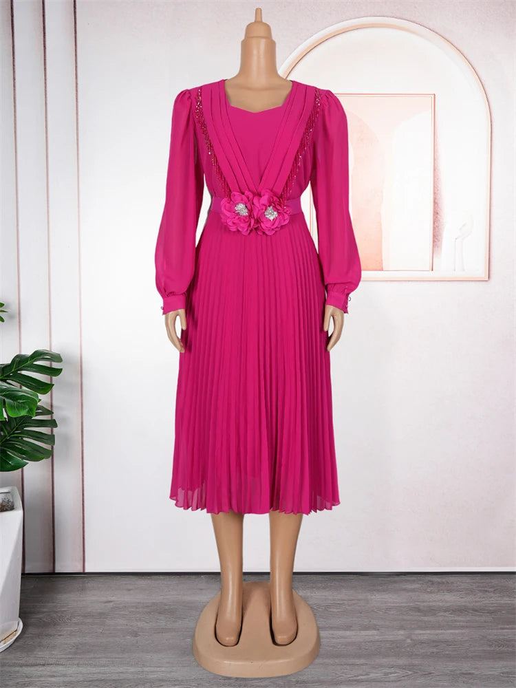 Party Evening Dresses Elegant Women Long Sleeve Chiffon Dress Wedding Prom Birthday Gowns African Dashiki Maxi Robe Lady Clothes