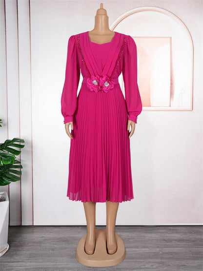 Party Evening Dresses Elegant Women Long Sleeve Chiffon Dress Wedding Prom Birthday Gowns African Dashiki Maxi Robe Lady Clothes