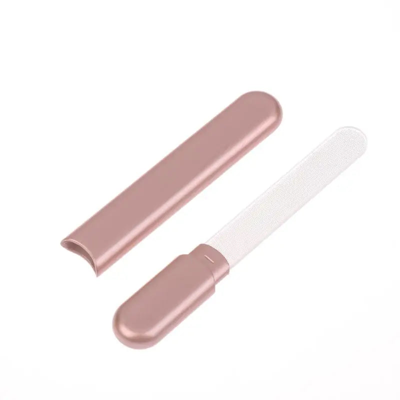 Portable Crystal Glass Nail File with Protective Case, Professional Nail Buffer for Natural & Acrylic Nails