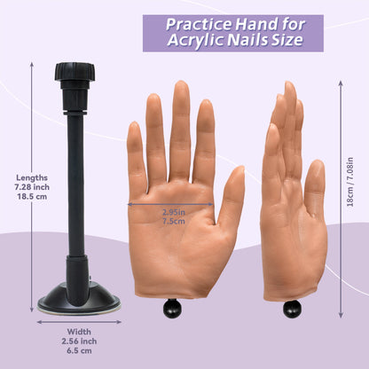 Veikmv Practice Hand for Acrylic Nails, 1:1 Silicone Flexible Fingers, Reusable Nail Training Hand, Halloween Gift Kit