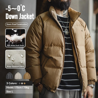 Maden Winter Down Jacket for Men White Duck Down Filling Outdoor 4-Grade Waterproof Stand-up Collar Coat Thickened Warm Jacket