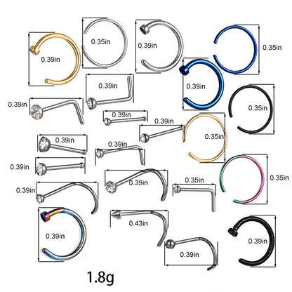 22 Pcs De Costume Faux Anneau De Nez Boucles D'oreilles Mode Punk Non-nez-piercing Septum Bijoux Pour Femmes