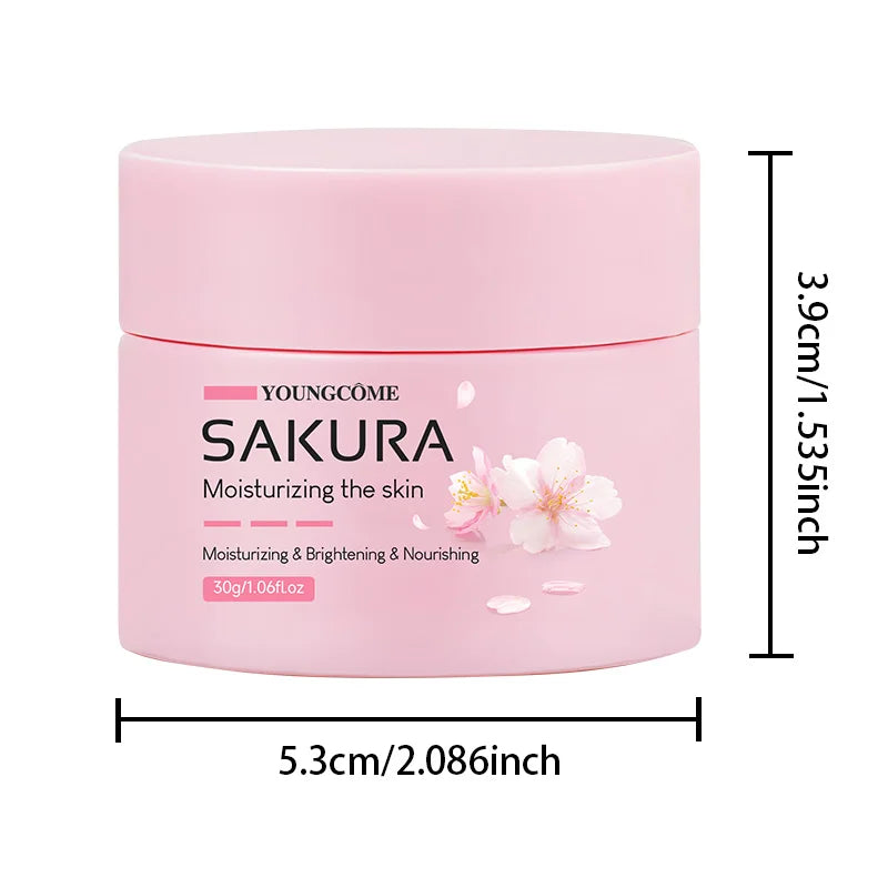 Crème Sakura Essence, Hydratant Visage Fleurs de Cerisier pour Peaux Sèches et Rugueuses, Anti-Âge, Lifting du Visage, Nourrissant, Réparateur au Collagène