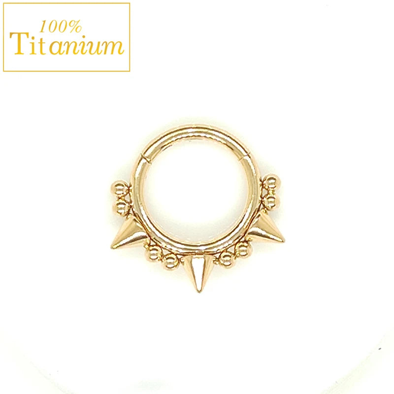 Anneaux de nez en titane G23, clicker de septum articulé, segment pour oreille, tragus, cartilage, hélix, daith, lèvre, bijoux de piercing, boucles d'oreilles dorées
