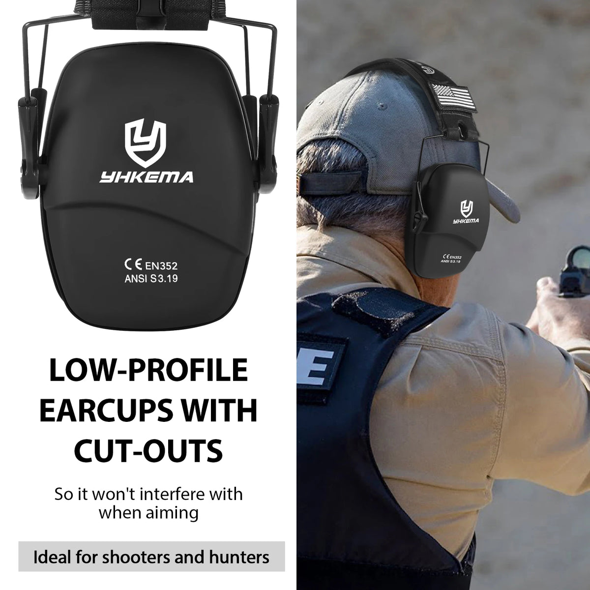YHKEMA Tactical headset ear protection shooting headphones for hunting Hearing earmuff Noise reduction 25db earmuffs Silicone