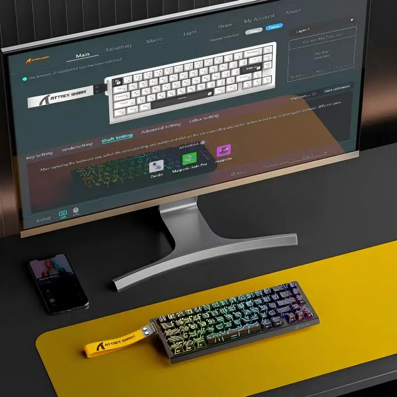 ATTACK SHARK X68HE Wired Magnetic Gaming Keyboard, 8000Hz Polling, 128K Scan Rate, 0.01mm RT, RGB, PBT Keycaps for PC Use