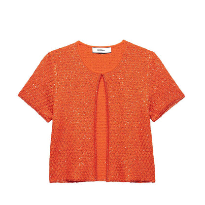 Vêtements féminins 2025 Nouveau style mode européenne et américaine, haut en tricot simple avec décoration de perles, gilet en tricot