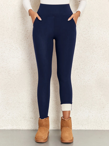 Super Warm Women Velvet Leggings With Pockets Autumn Winter Warm Fleece Tights Prevent Cold Leggings Stretch Leggings