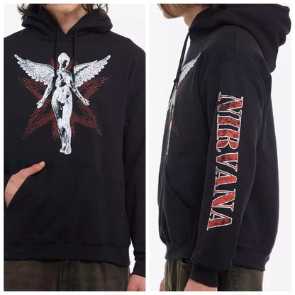 Nirvana In Utero Ange album 100% coton unisexe à capuche polaire mode chaud 2026 automne hiver extérieur sweat-shirt cadeau de fan