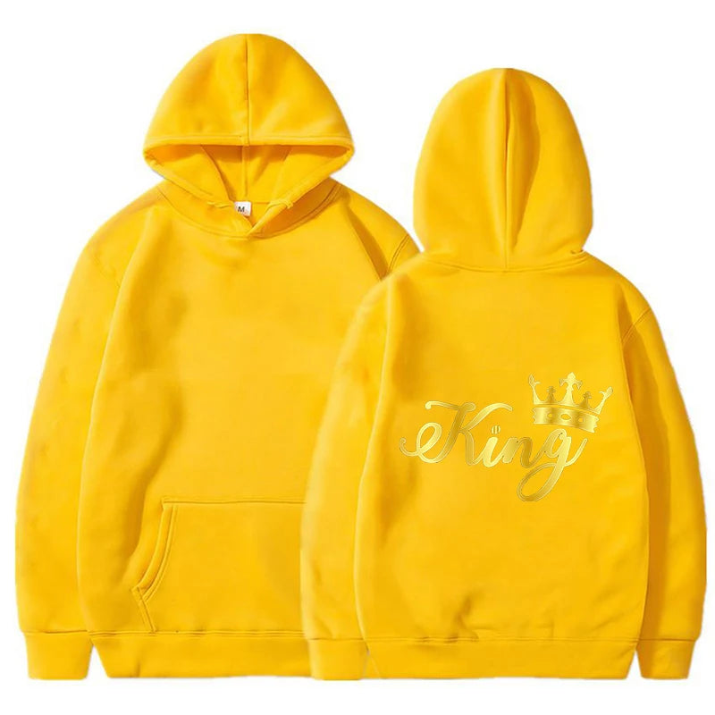 Nouveaux Sweats à Capuche Roi et Reine Unisexe pour Couples Pull à Capuche Harajuku Streetwear Manches Longues pour la Saint-Valentin