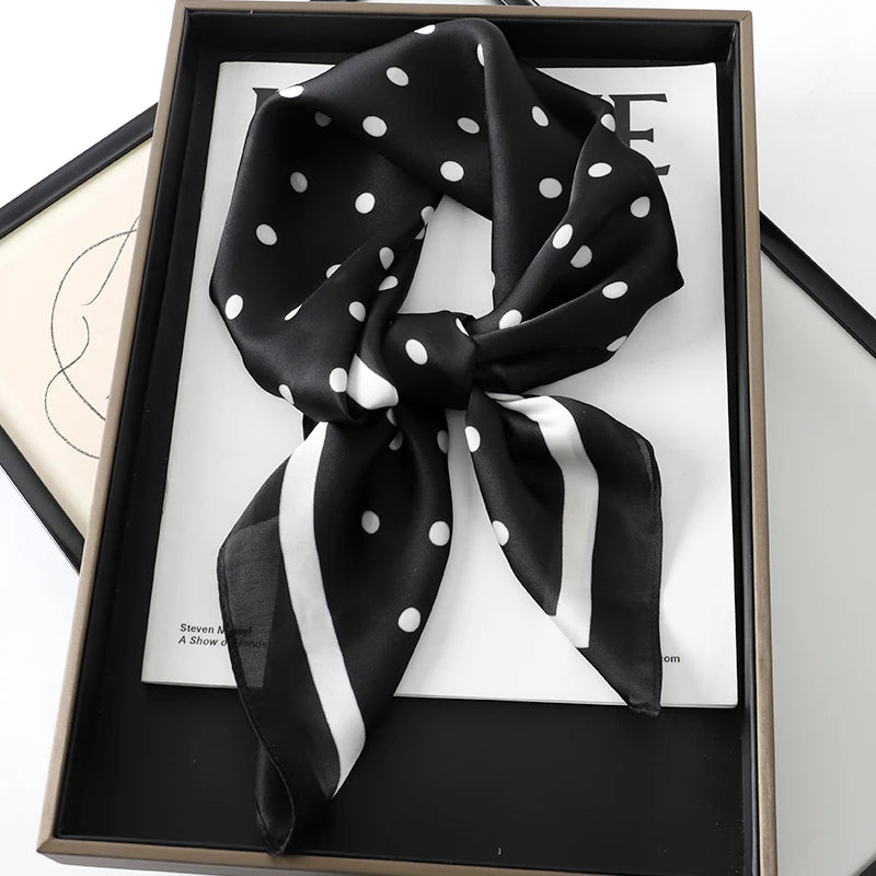 Lady Hair Dot Scarf Female Silk Square Scarves Head Wraps for Women Bandana Fashion Foulard Shawls Female Neckerchief Summer