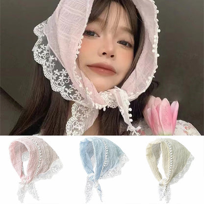 Women's Lace Scarf Headband for Women Non Slip Floral Lace Hair Kerchief Head Scarf for Hair Styling Decor 53*34cm