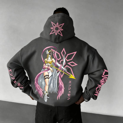 Nouveau Sweat à Capuche Oversize Homme Femme Digimon Anime Streetwear Décontracté Pull Sweat-shirt Veste à Capuche Automne Hiver Vêtements Y2k Hauts