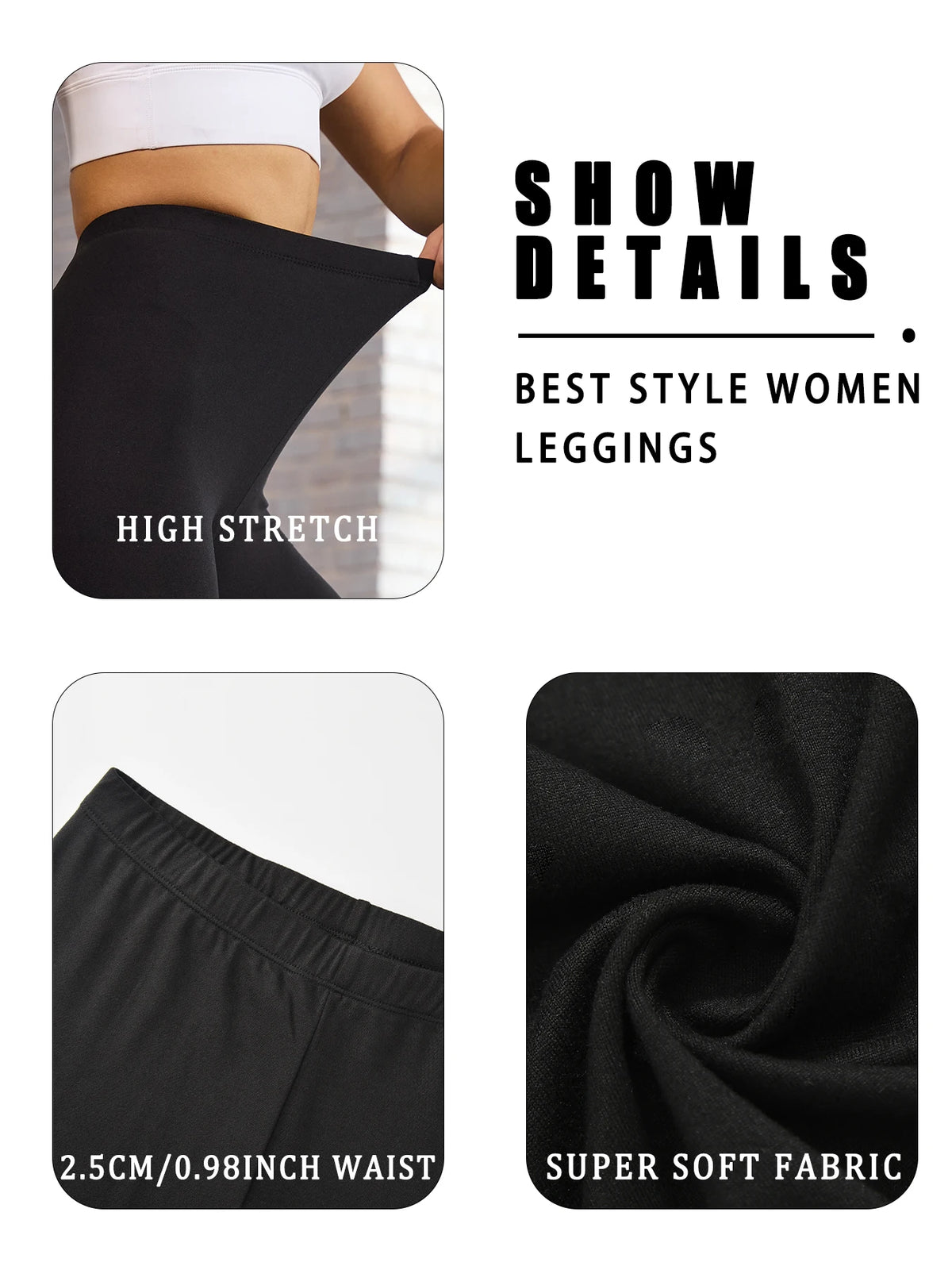 Low Rise Super Soft Leggings for Women - High Elasticity Stretchy Tights for Yoga Running Workout Casual Wear