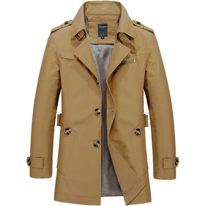 Fashion Men Trench Jackets Brand Casual Business Trench Coat Mens Leisure Overcoat Male Single Breasted Windbreakers Plus Size
