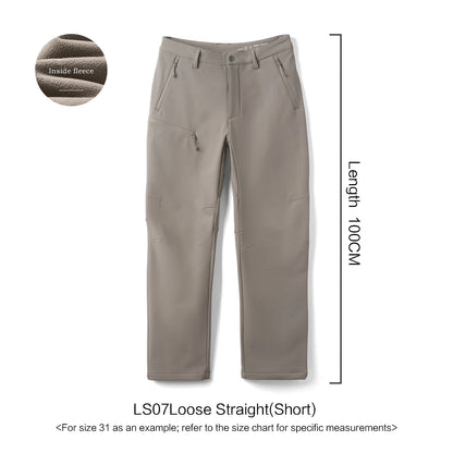 SIMWOOD 2026 Autumn New Loose Straight Soft Shell 300gsm Warm Fleece Lined Pants Casual Plus Size Outdoor Trousers