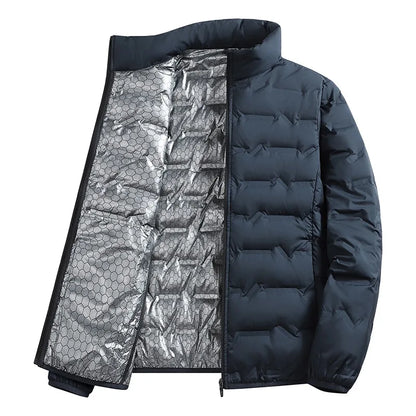 LEOSOXS-Men's outerwear made of graphene material, warm and casual, lightweight stand up collar, winter casual warm top