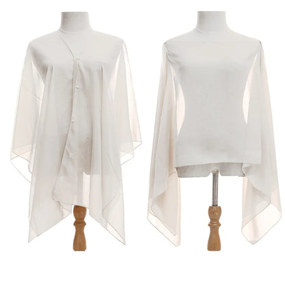 New Solid color Shawl Scarf Luxury Sun-Resistant Beach Cover Up Smooth Spring Poncho Women