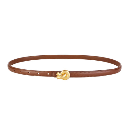 Ceinture en cuir véritable de qualité supérieure pour femmes avec boucle à nœud métallique de haute qualité pour robes et jeans