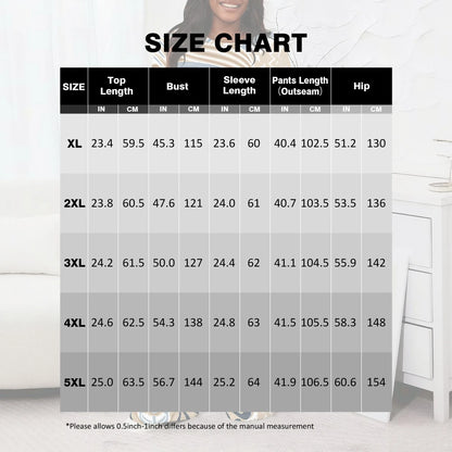 Plus size Women two-piece set with 3D geometric print casual loose round neck long sleeved two-piece set (pocket)