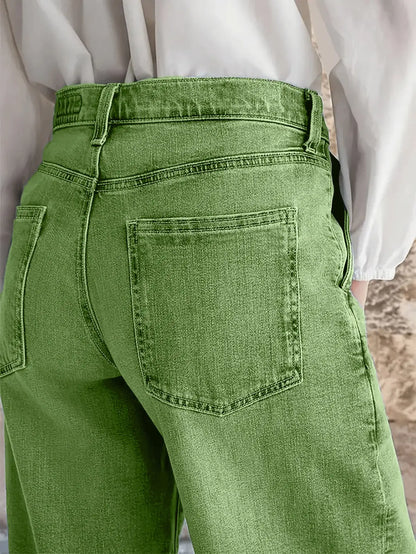 Nouveau Jean Décontracté pour Femme Multi-Boutons Coupe Large – Pantalon en Denim de Haute Qualité pour un Confort Élégant