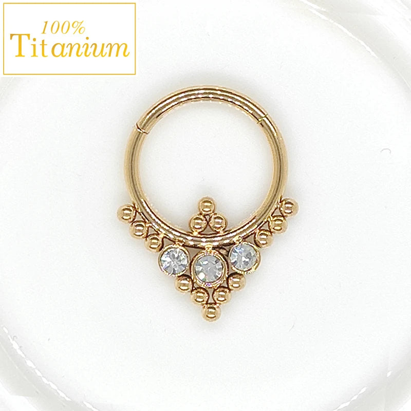 Anneaux de nez en titane G23, clicker de septum articulé, segment pour l'oreille, le tragus, le cartilage, l'hélix, le daith, le piercing labial, bijoux, boucles d'oreilles dorées