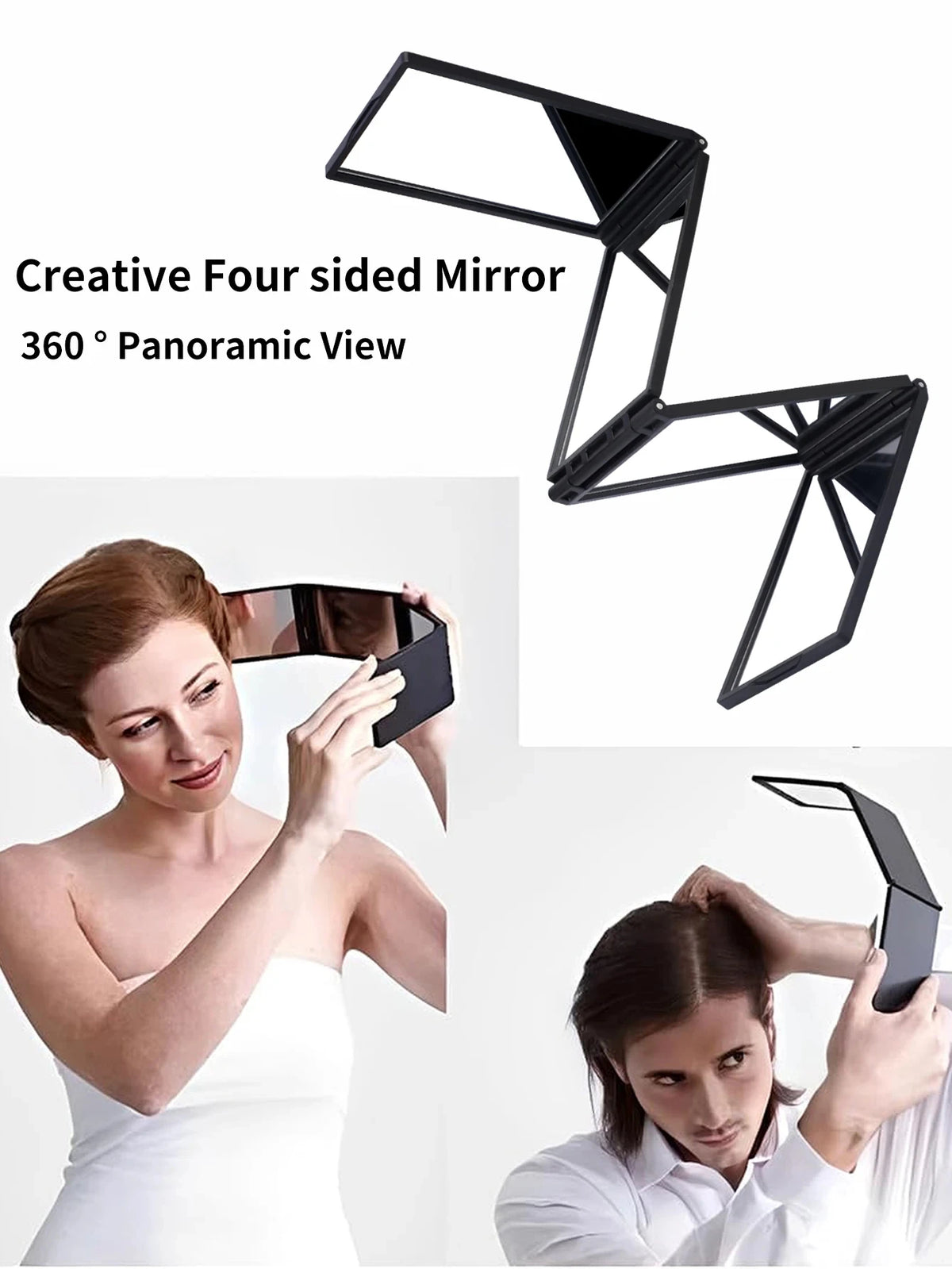 4 Way Mirror 360 Degree Handheld Desktop Portable Foldable Makeup Mirror For Self Hair Cutting Makeup Mirror Convenient and prac