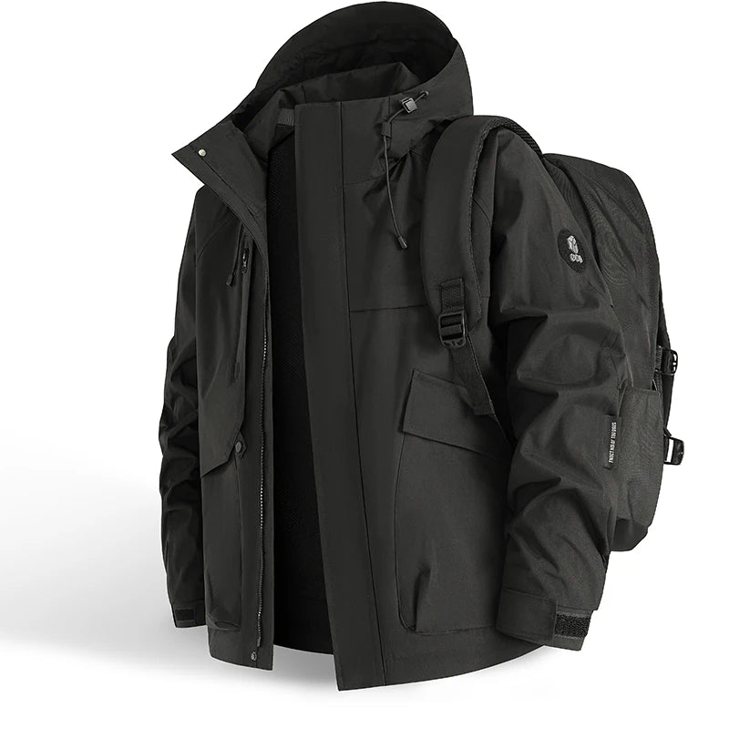 New Men's Mountaineering Jacket Windproof Waterproof Hiking Jackets for Men Fashion Hip Hop Design Casual Oversize Outdoors Coat