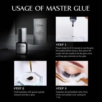 Gollee 0.5s Fast Drying Eyelash Extensions Glue 5ml Lashes Glue 6-8 Weeks Lasting Waterproof Salon Professional Eyelashes Makeup