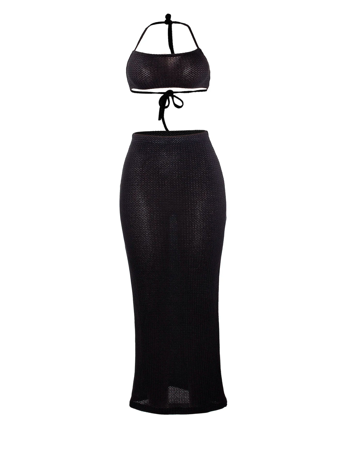 Women Long Skirt 2 Pcs Sets Sexy Strapless Tube Top Bodycon Maxi Skirts Y2k Two Piece Outfit Summer Clothing Beach Wear