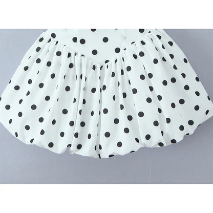 YENKYE Robe de Soirée Blanche à Halter Sexy Dos Nu à Pois pour Femmes, Robe de Bal Élégante à Lacets au Dos, Robe d'Été
